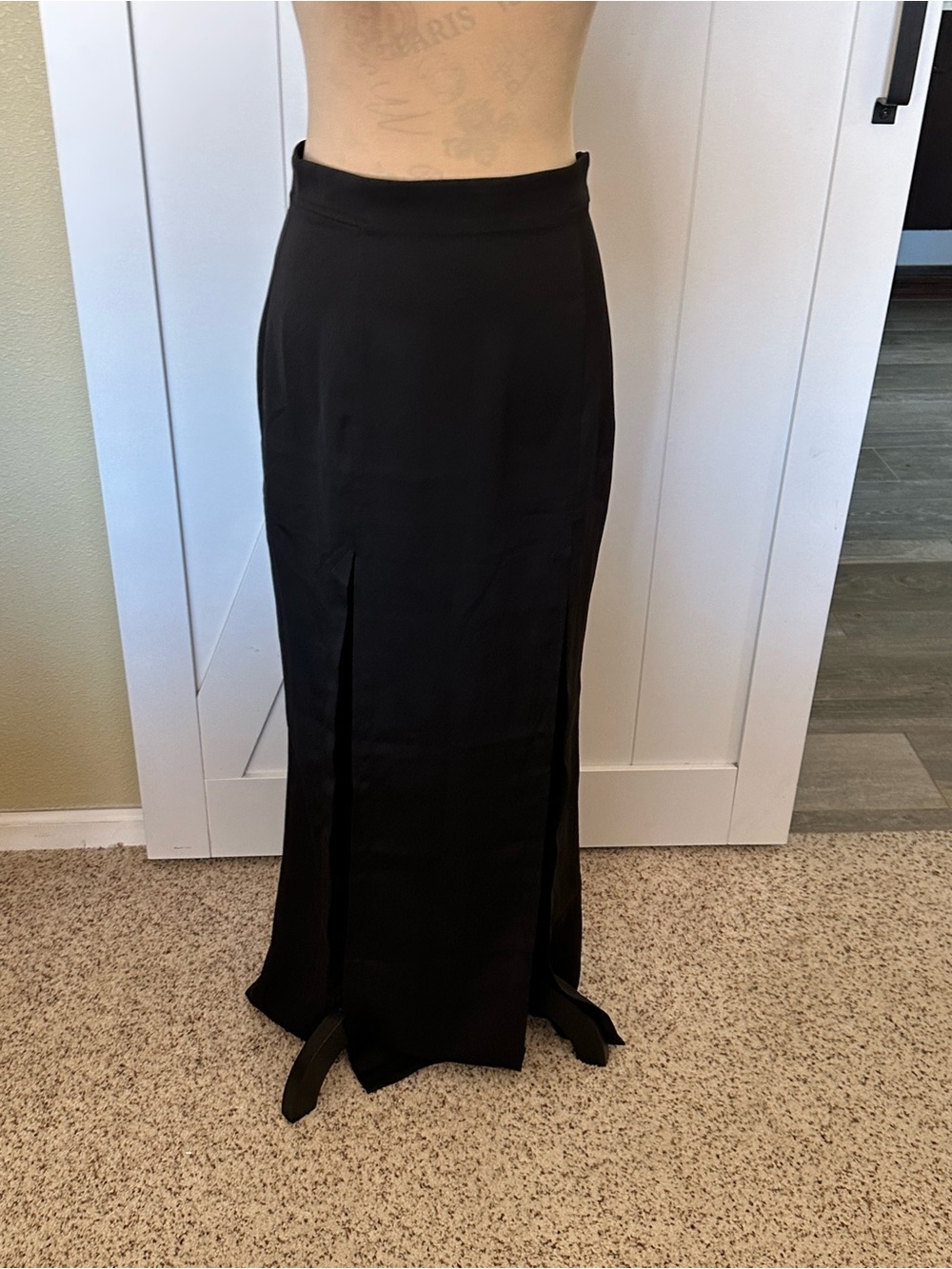bebe Black Maxi Skirt with Front Slits